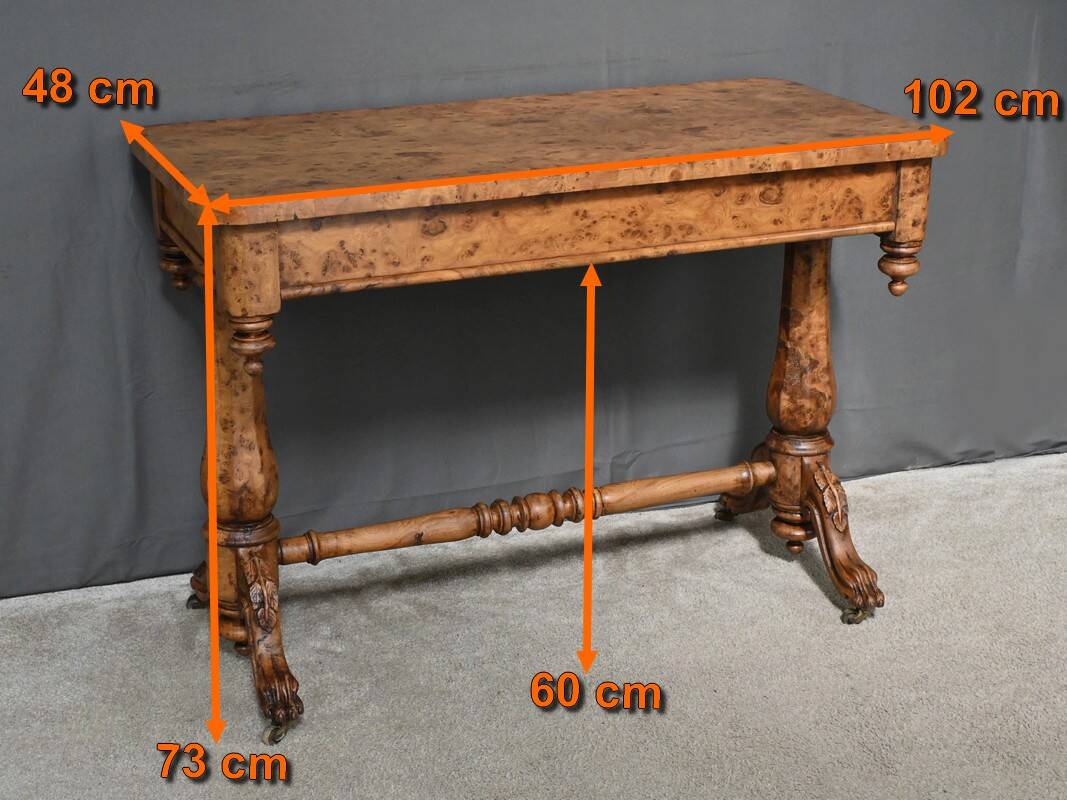 Victorian Amboyna Burl Desk, England – Late 19th Century