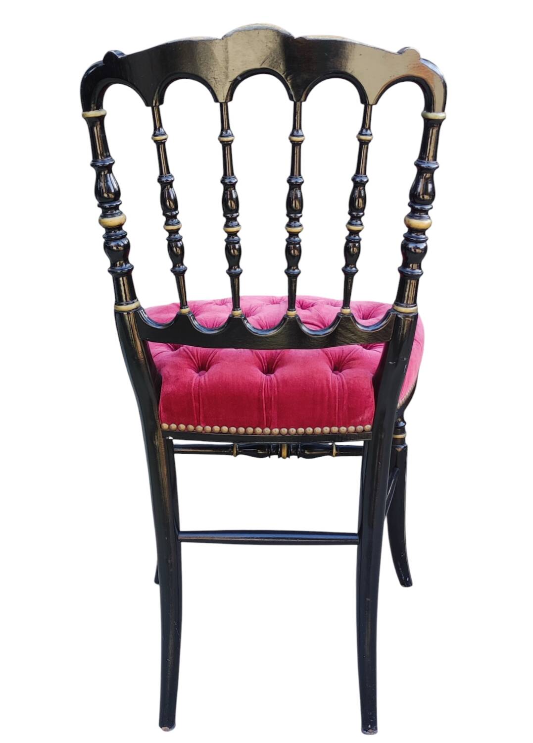 Antique Napoleon III chair in red velvet with upholstery