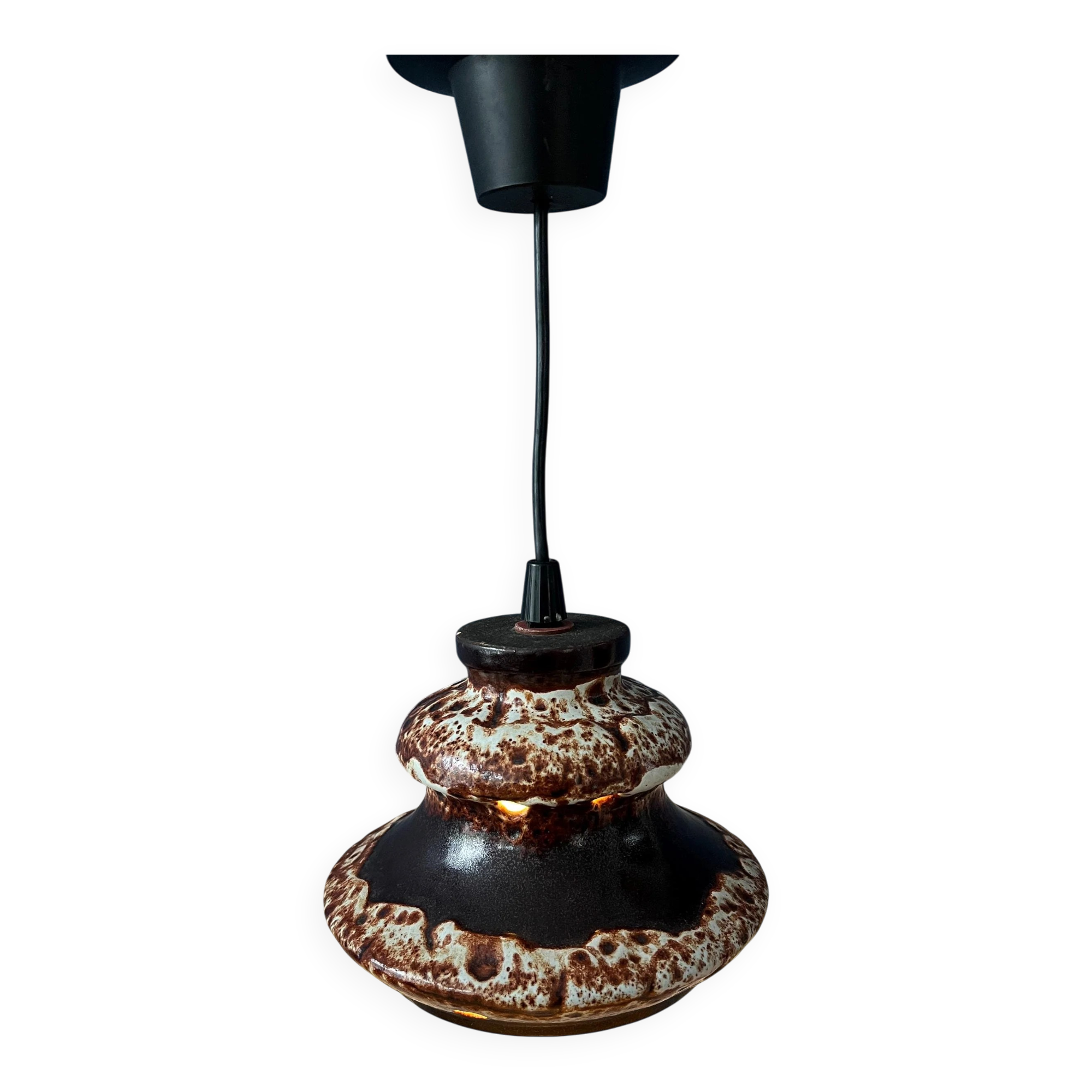 Suspension Fat Lava in ceramic West Germany brown and beige