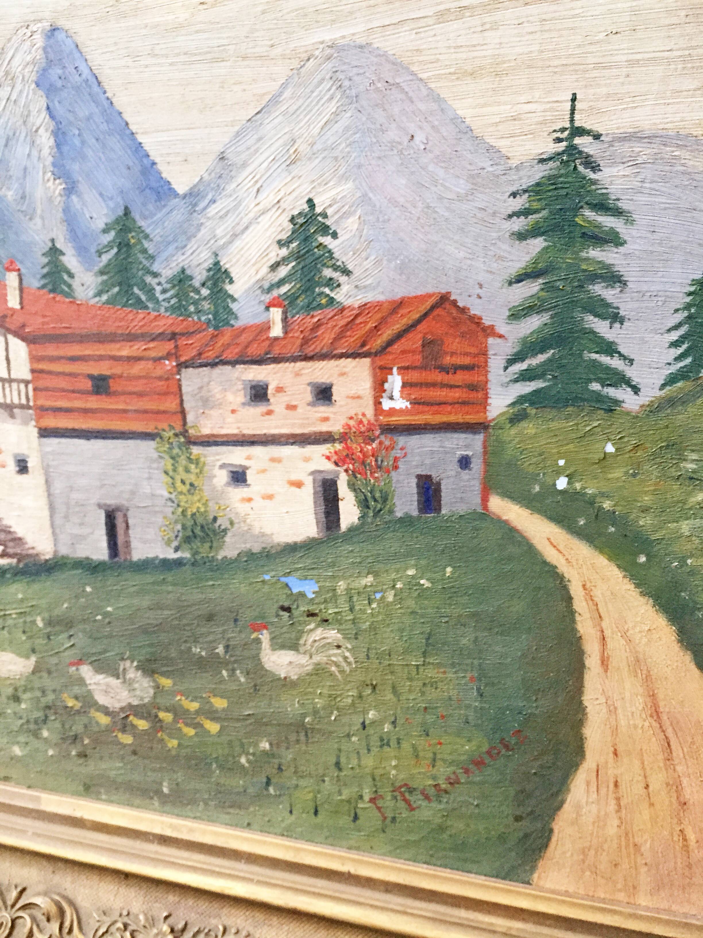 Ancient oil painting landscape