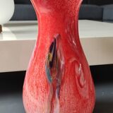 Large Floral Ball Vase/Kaysersberg Art Glassware. Speckled/Volutes