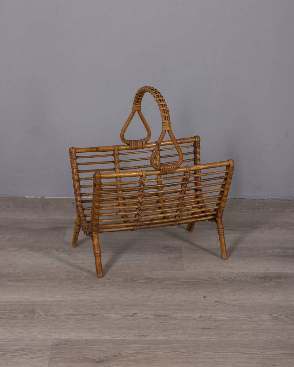 Vintage 1960s Italian design bamboo magazine rack