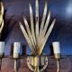 Pair of gold metal foliage spray sconces in the Bagues style - Vintage 70's