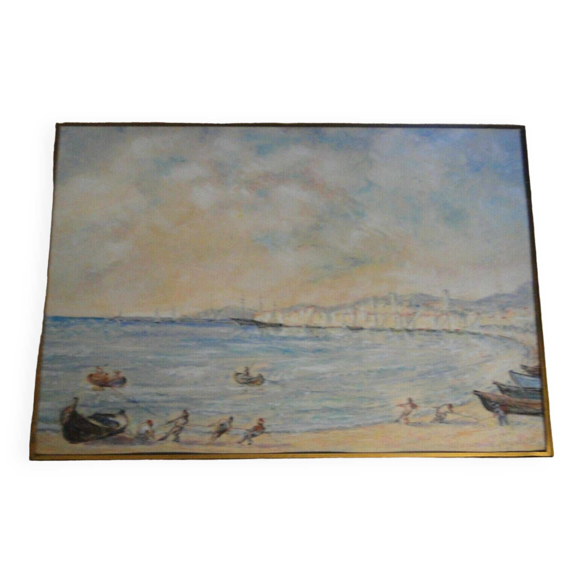 Pastel Michel Gastaldi view of Cannes the fishermen