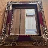 Miroir ancien cadre doré et rouge