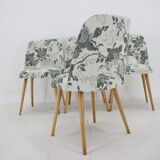 1960s Set of Four Oswald Haerdtl dining Chairs in Fabric ,Czechoslovakia