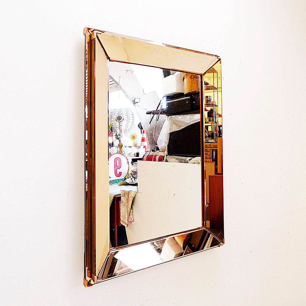 Rectangular mirror with pink parclose attributed to Jacques Adnet - circa 1940