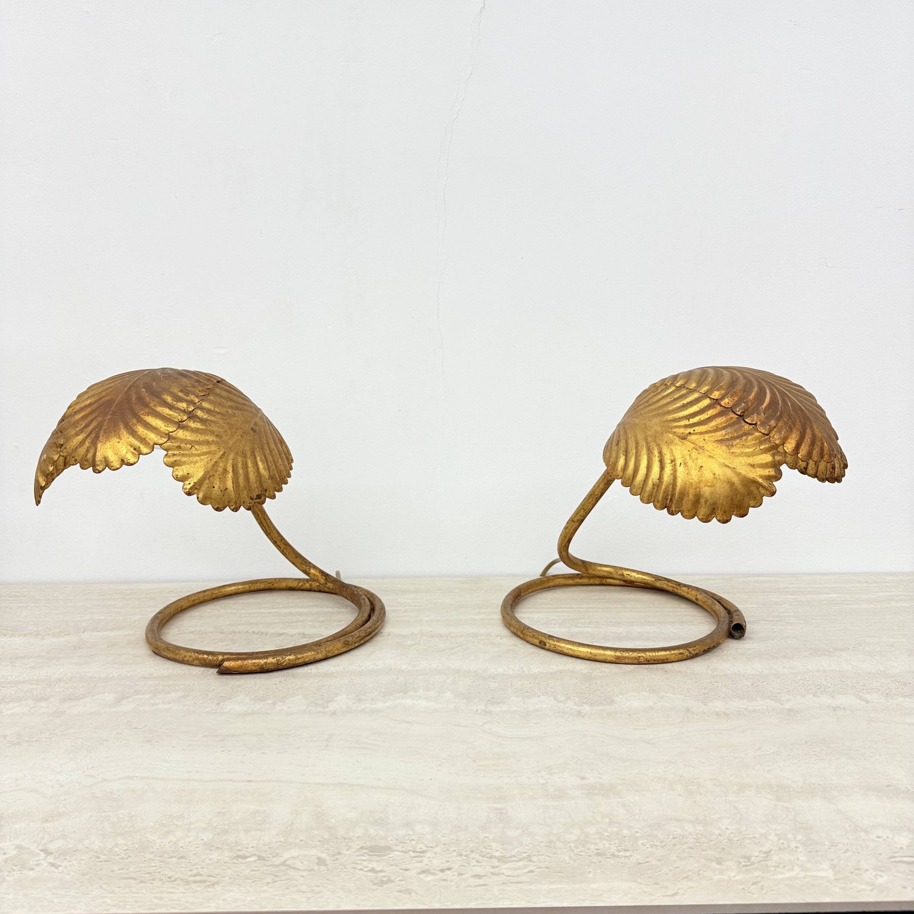 Pair of Mid-century table lamp leaf , 1970s