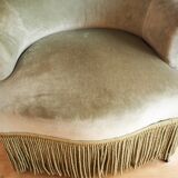 Vintage toad chair in green velvet