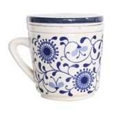 Tisanière fleurie bleue et blanche DBGM, made in Germany