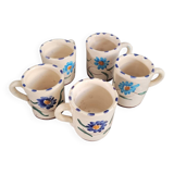Set of 5 glazed ceramic coffee mugs