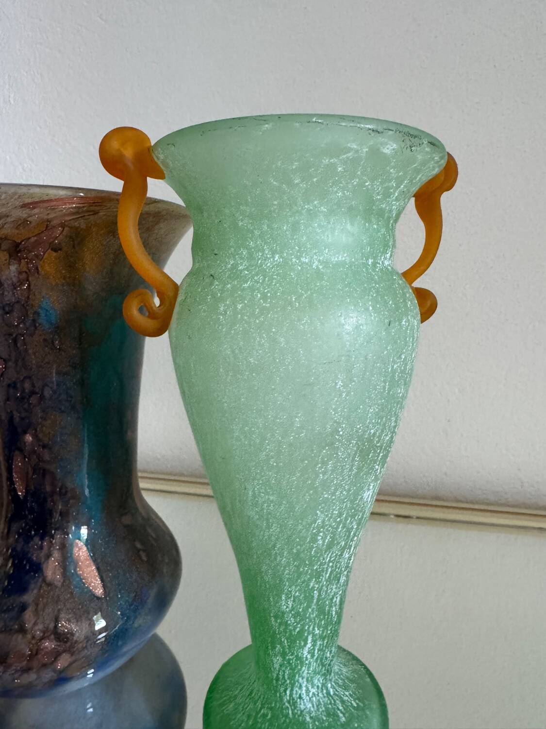 Vase amphore verre de Murano Scavo vintage