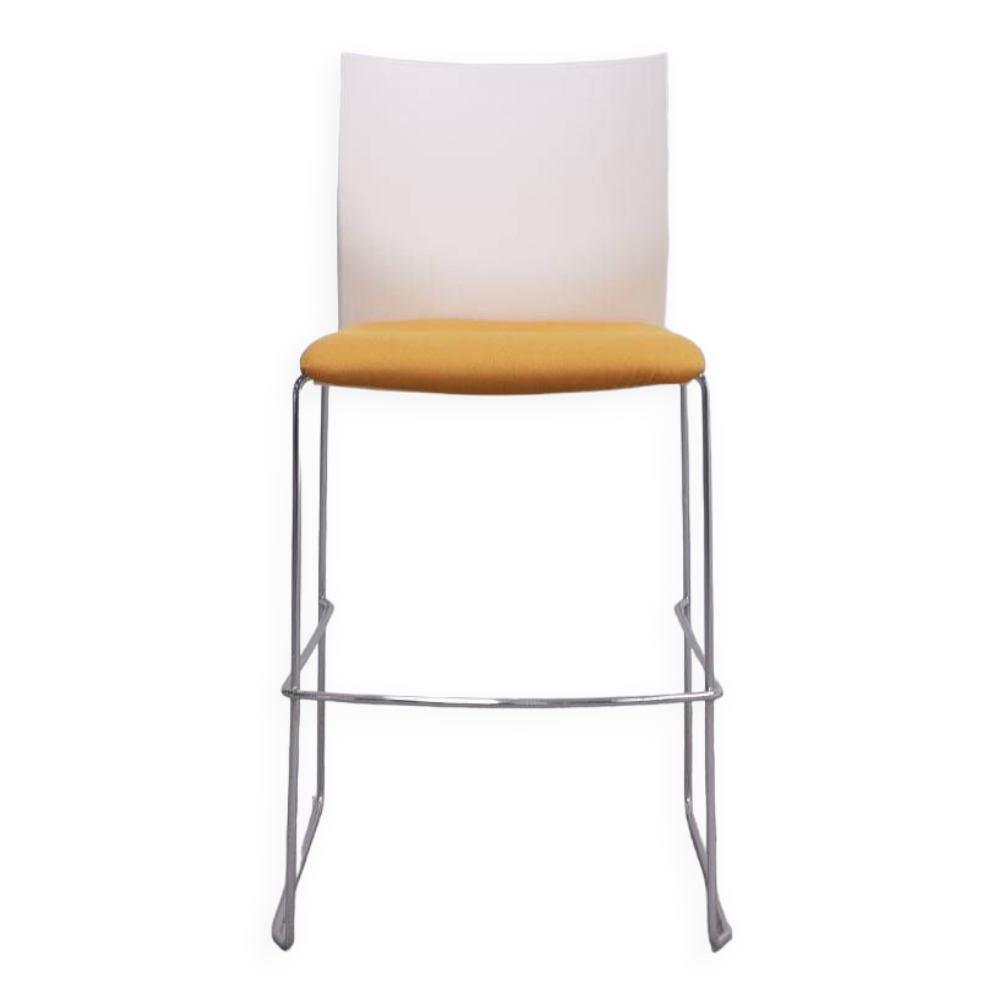 Tabouret haut Majencia en tissu orange et en plastique blanc