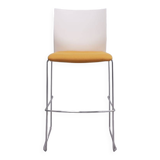 Majencia high stool in orange fabric and white plastic