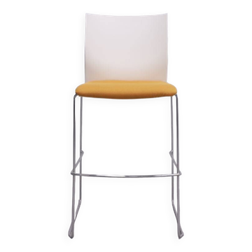Majencia high stool in orange fabric and white plastic