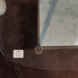 Table basse en verre, laiton et marbre