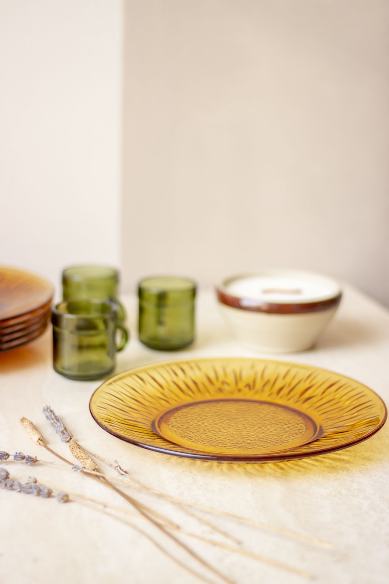 6 flat vintage plate model Soleil, Vereco France