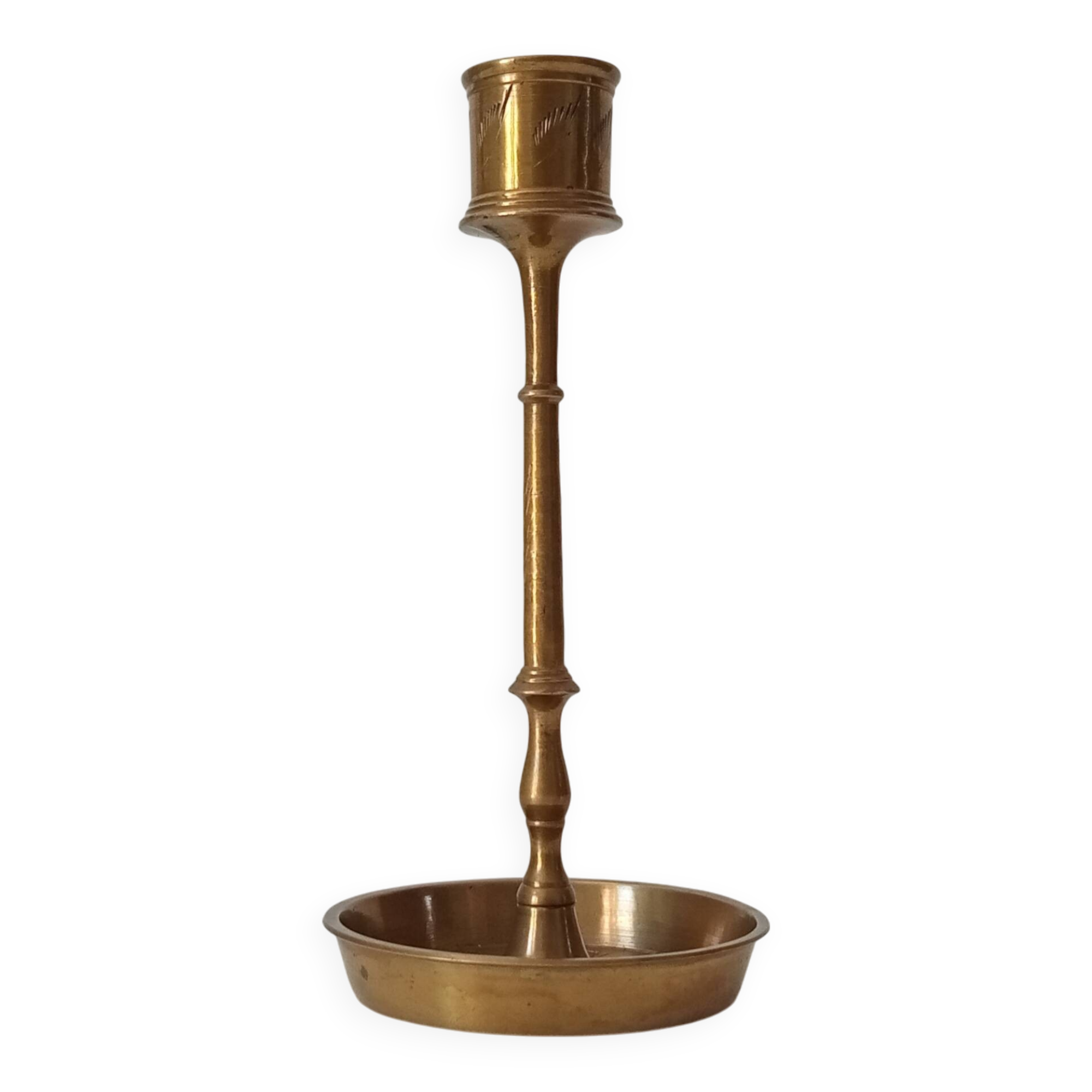 Vintage candle holder in solid gold brass