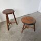 Set of 4 turned oak stools.