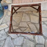 Table basse en rotin vintage