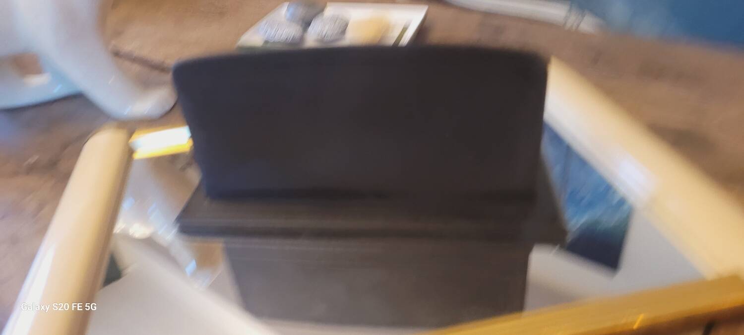 50's black leather letter holder