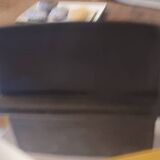 50's black leather letter holder