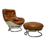 1960s Vintage leather 'Karate' Chair Set by Michel Cadestin for Airborne