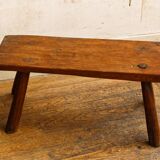 Low solid wood bench, folk art