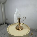 Vintage Hollywood Regency table lamp glass leaf