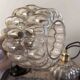 Pair of vintage amber glass pendant lights