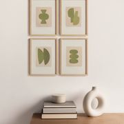 Collection de 4 peintures abstraites col.vert sauge signées Eawy