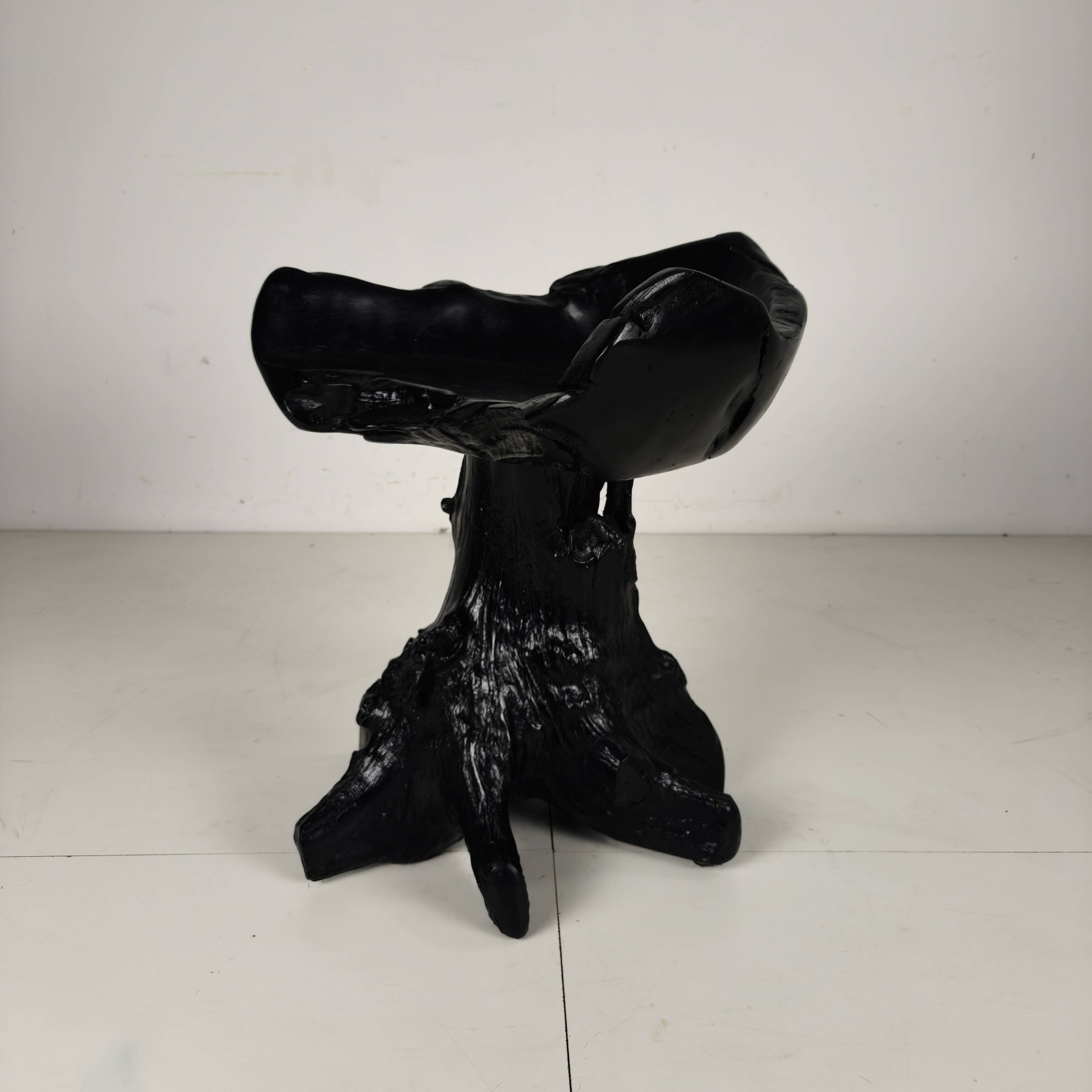 Mid-Century Black Tree Stump Chair