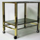 Brass and chrome two tier trolley bar, 1970