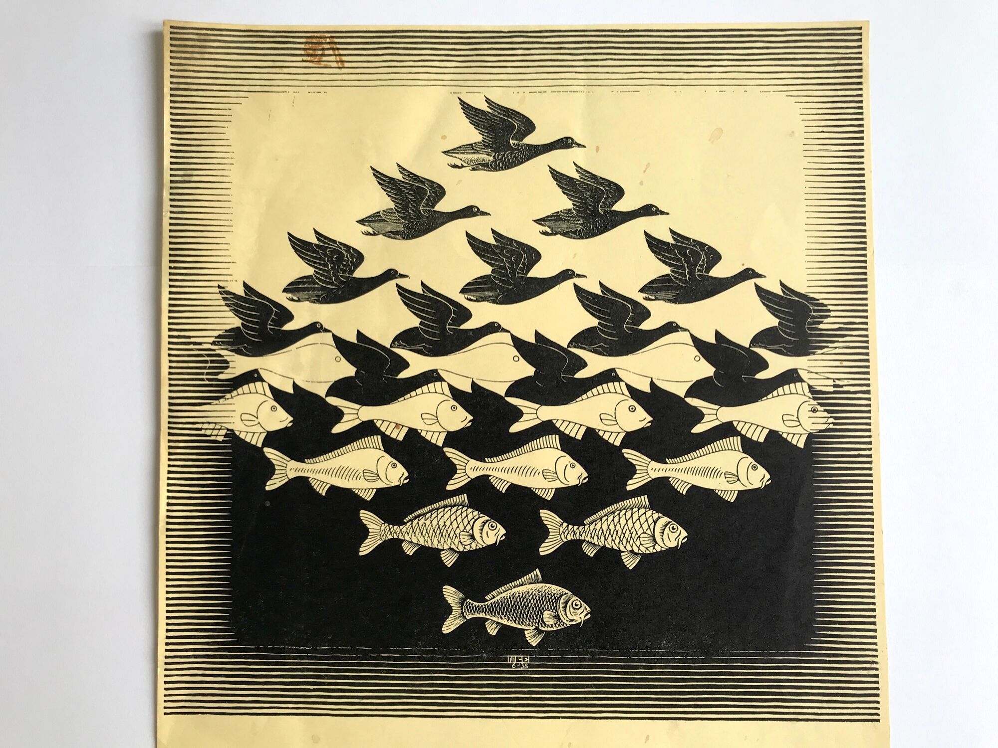 Original exhibition poster after escher, netherlands institute of paris, 1973