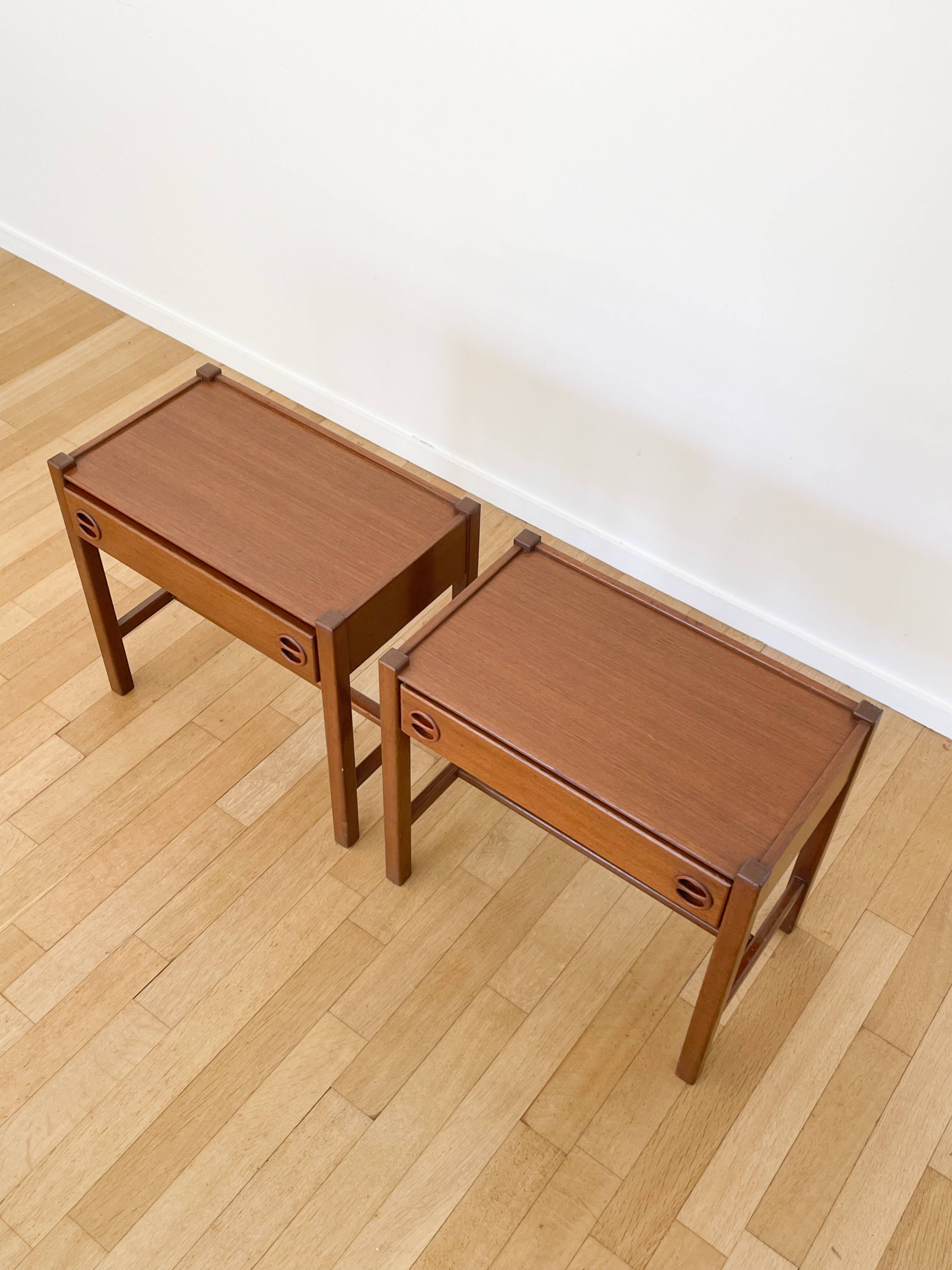 Pair of Scandinavian wooden bedside tables, 1960s