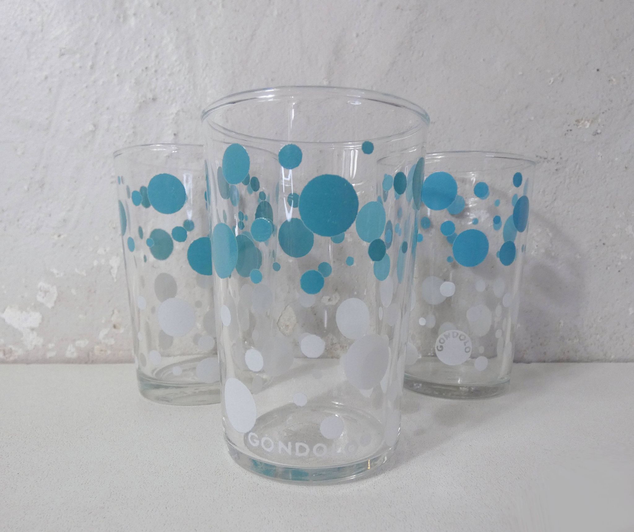 3 verres gondolo sérigraphie Vintage