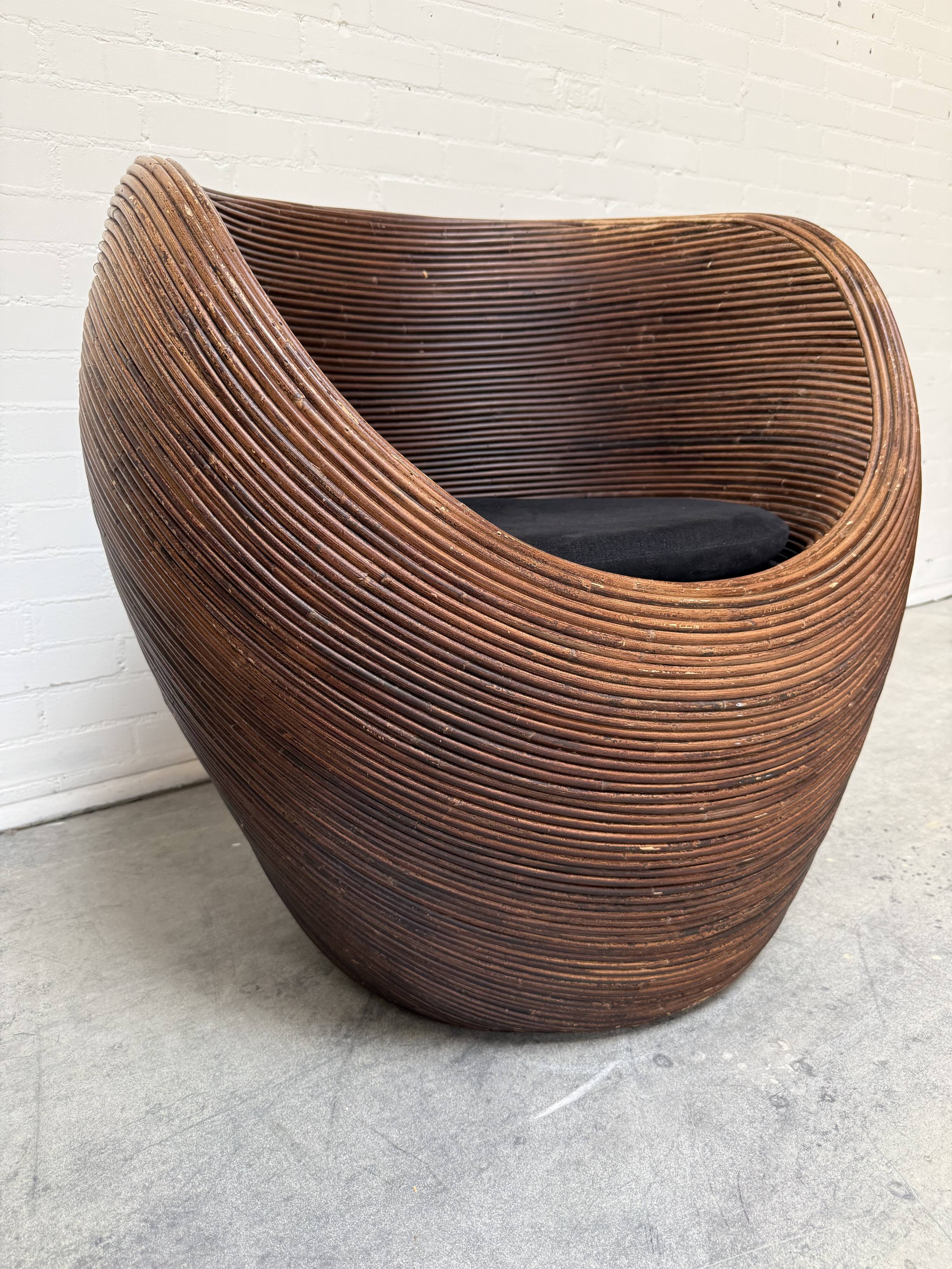 Organic Rattan Lounge Chair Attributed to Gabriella Crespi