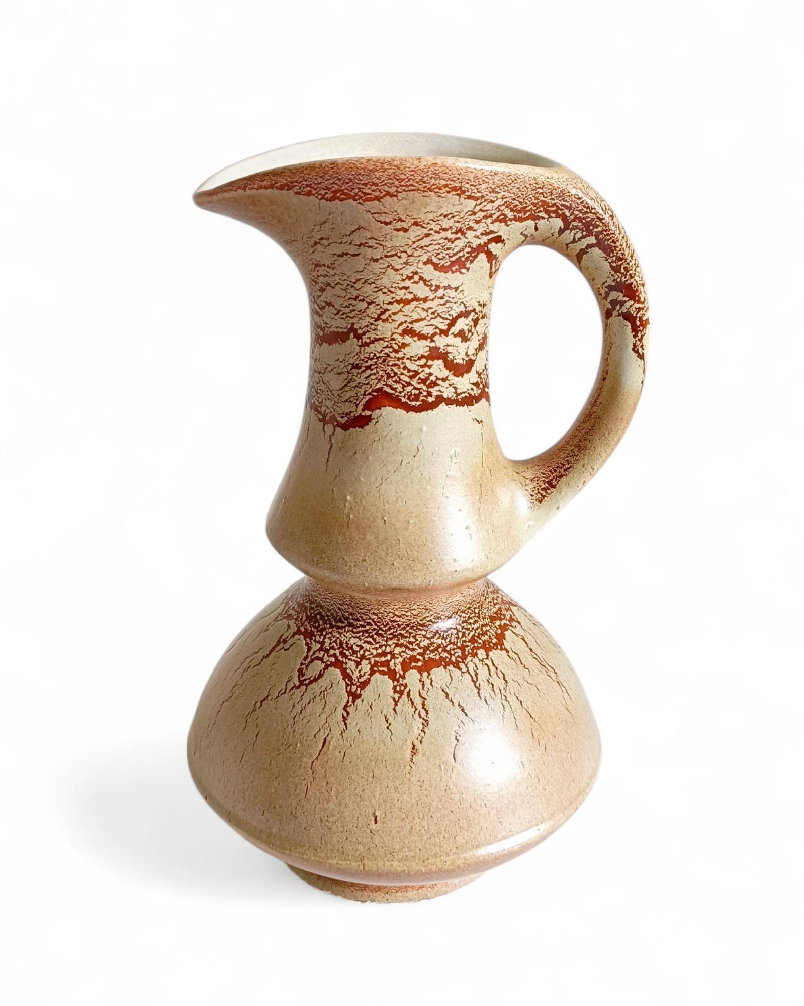 Mid-Century Ceramic Jug Vase by Roberto Rigon for Bertoncello, Signed, 1960s