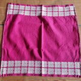 Nappe et 8 serviettes brodées basque ancienne rouge bordeaux