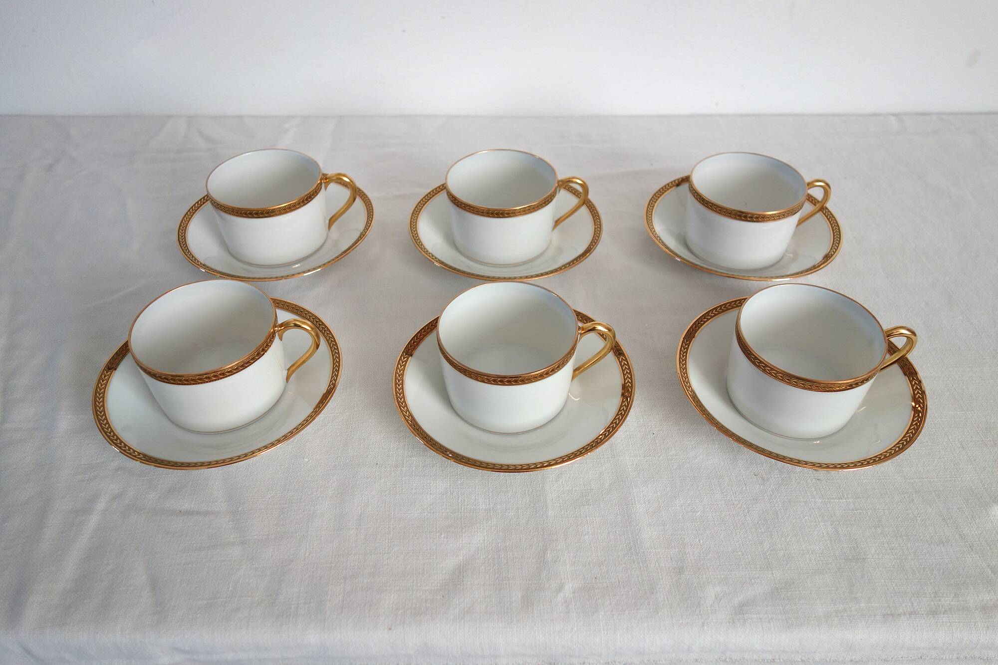 6 cups and saucers Limoges Robert Haviland, mid-20th century
