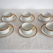 6 cups and saucers Limoges Robert Haviland, mid-20th century