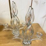 Pair of Vannes crystal candlesticks