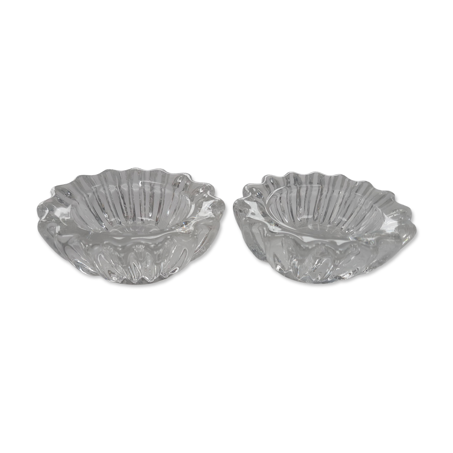 Antique crystal salt and pepper shakers, with their small spoon