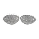 Salière et poivrière anciennes en cristal , avec leur petite cuillère