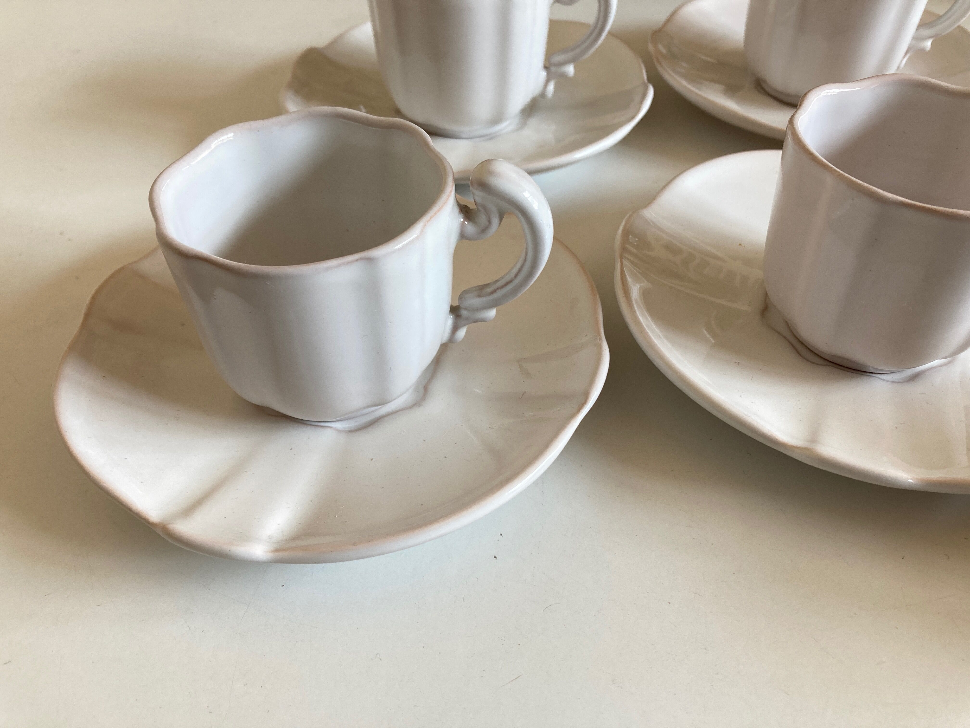 Set of 6 cups in glazed earth with Pierre Motton godrons in Gien 1960