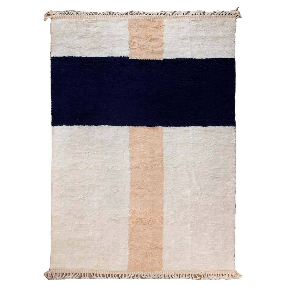 Small Moroccan wool rug 200cmx100cm traditional cotton