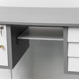 Vintage desk with drawers and metal legs 1970s modernism