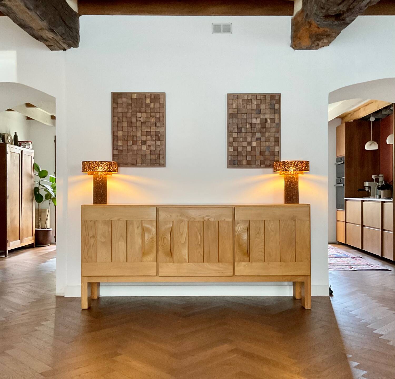 Maison Regain sideboard in solid elm, vintage 60s/70s