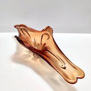 Vintage rusty orange sommerso murano glass bowl / centerpiece, italy