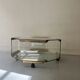 Hexagonal coffee table on wheels in glass and brass by Galloti & Radice, Italy 1970